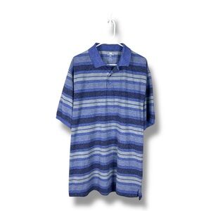 Red Rhino Polo Mens 3XL Blue Short Sleeve Striped Polo Shirt